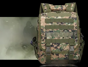 Detail of Jungle Digital camouflage tactical backpack with high-density Molle webbing straps