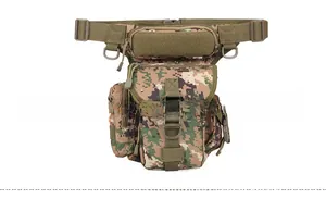 Detailansicht der taktischen Beintasche im digitalen Dschungel-Camo mit Nylonriemen