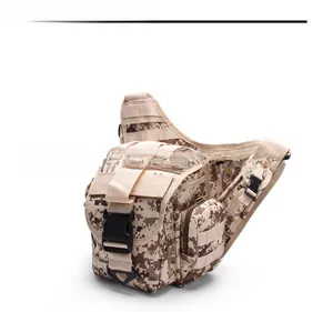 Detailed interior view of tactical camouflage shoulder bag with MOLLE webbing