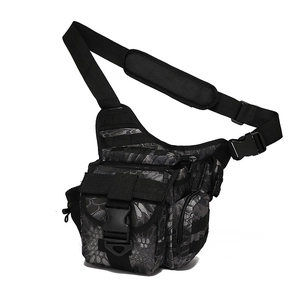 Tactical camo shoulder bag with adjustable strap and multiple storage pockets