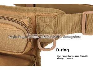 Detail der taktischen Oxford-Hüfttasche mit D-Ring-Haken und Klettverschlussfach