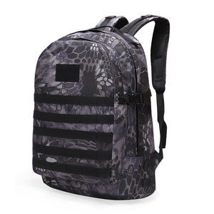 Tactical camouflage outdoor backpack with MOLLE system and breathable mesh shoulder straps