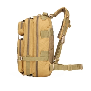 Tactical desert khaki 3P outdoor backpack with MOLLE system and ergonomic mesh straps