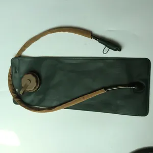 Detail view of 3L TPU water bladder with protective hose and bite valve for hiking