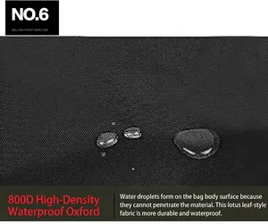 Detail von 800D wasserdichtem Oxford-Gewebe mit hydrophoben Wassertropfen auf der Oberfläche