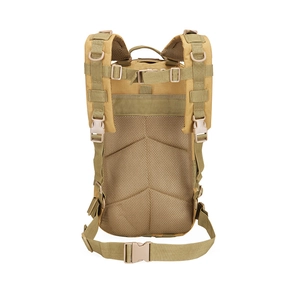 Outdoor 3P tactical backpack in khaki featuring MOLLE system and padded mesh back support