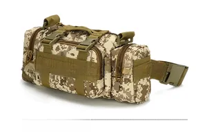 Tactical waist bag side view featuring digital camo pattern and Molle webbing attachment