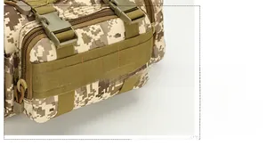Tactical waist bag with digital camouflage pattern and MOLLE system for outdoor use