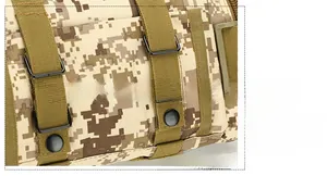 Detailed view of the tactical waist bag extension system with buckles and straps