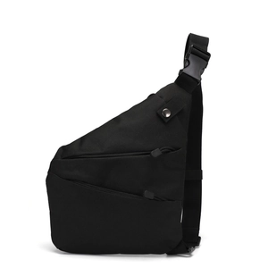 Waterproof black tactical crossbody bag with multiple zippers for outdoor cycling and hiking