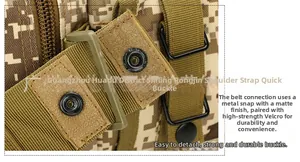 Detail of tactical waist bag featuring heavy-duty nylon webbing and durable metal buckle snap