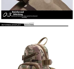 Detail showing reinforced stitching on the durable camo tactical chest bag