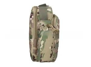 Side view of tactical shoulder bag with MultiCam camo pattern and MOLLE system straps