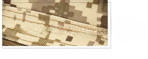 Detailed close-up of tactical waist bag with digital camouflage fabric and fine stitching