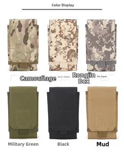 Tactical MOLLE pouch shown in CP camouflage, desert digital, ACU, green, black and tan colors