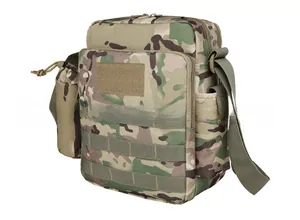 Tactical camouflage shoulder bag with integrated side water bottle pouch and Molle system