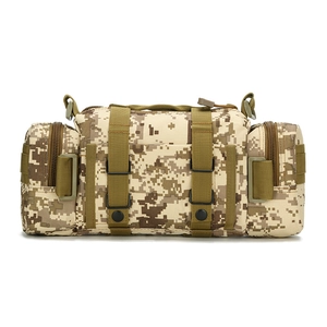 Tactical desert digital camo waist bag with MOLLE webbing for outdoor hiking and climbing