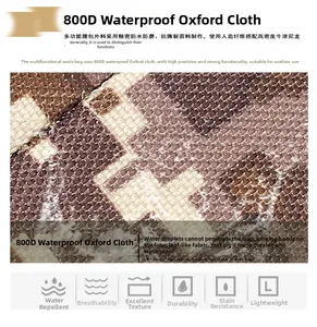 Vue macro du tissu Oxford 800D imperméable avec texture camouflage et effet perlant