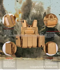 Tactical vest detail showing 1068D Oxford fabric and modular quick-release system