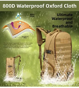 Détail du tissu Oxford 800D imperméable et du composite multicouche sur le sac à dos tactique