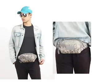 Sac banane tactique camouflage numérique avec boucle réglable et zone velcro frontale