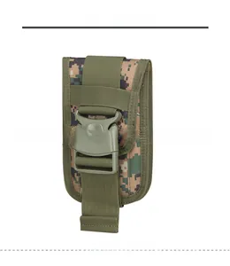 Detail view of durable nylon tactical MOLLE pouch in jungle digital camouflage pattern