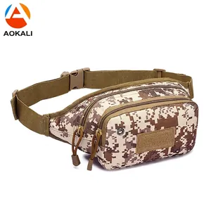 Sac Banane Tactique Imperméable en Tissu Oxford Sport de Plein Air Cyclisme Randonnée Camouflage Pochette de Ceinture Multi-Poches pour Hommes Femmes