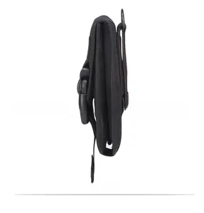 Tactical MOLLE phone pouch featuring layered folding structure and plastic buckle side view