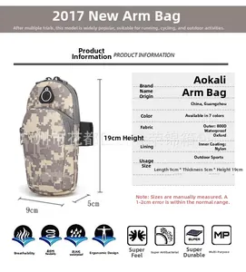 Détail de brassard de sport camouflage 800D imperméable avec fermetures éclair multicouches