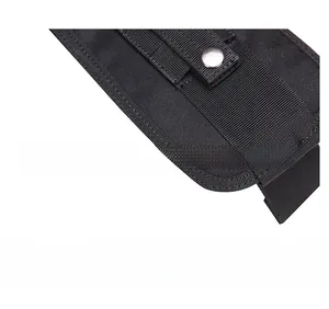 Detail of reinforced shoulder strap padding with durable nylon fabric and metal press button