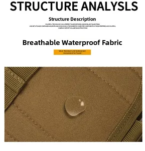 Detail of waterproof khaki tactical fabric with water droplets on the durable nylon surface