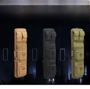 Detailed comparison of tactical rifle bags in khaki, black, and army green colors