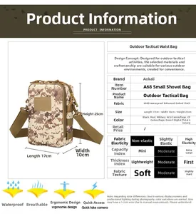 Dettaglio borsa tattica camo 800D impermeabile con misure 17x10x25cm e sistema Molle robusto