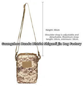 Borsa tattica mimetica con tracolla regolabile e dettaglio lunghezza di 30-60 cm