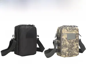 Custodia tattica con sistema MOLLE e velcro nei colori nero e mimetico ACU per outdoor