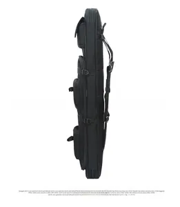 Detail of a 120cm black tactical bag featuring four side pockets and reinforced webbing