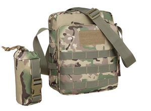 Tactical camouflage shoulder bag set with MOLLE webbing and detachable water bottle holder