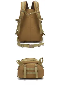 Tactical backpack with ergonomic S-shaped shoulder straps and breathable back panel detail