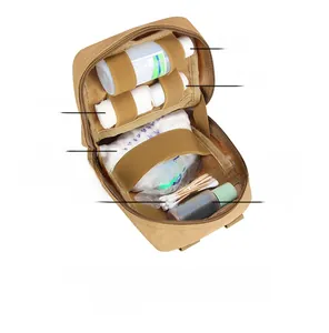 Tactical medical pouch interior detail showing elastic straps and mesh pockets for organization