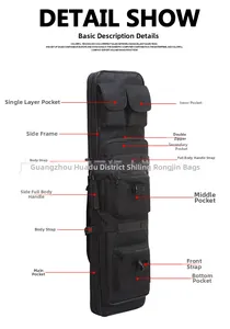 Tactical black nylon fishing gear bag detail with main compartment and heavy-duty zippers
