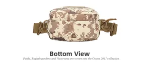 Vista dettagliata del fondo del borsello tattico con motivo mimetico digitale deserto