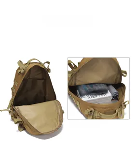 Tactical backpack internal capacity detail showing large main compartment for gear