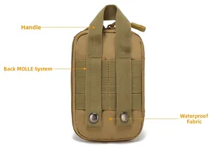 Tactical EDC pouch with MOLLE webbing system and water-resistant nylon fabric