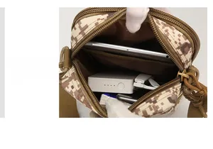 Dettaglio della grande capacità interna per tablet e power bank nella borsa