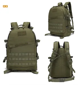 Military green tactical backpack with MOLLE system and ergonomic breathable mesh back padding