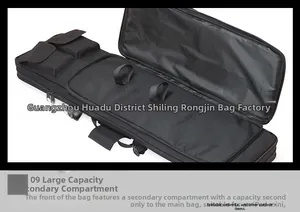 Internal view of tactical bag secondary compartment with pockets and elastic straps