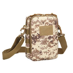 Borsa a tracolla tattica mimetica con sistema MOLLE e doppi scomparti con zip per l'esterno