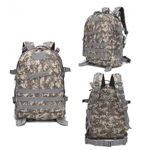 Digital camo tactical backpack with MOLLE system and breathable mesh back view