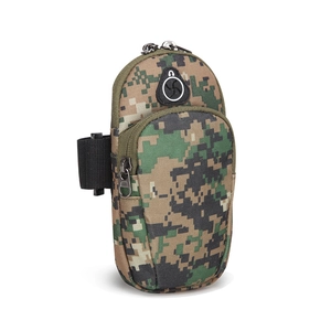 Brassard de sport camouflage numérique pour course avec prise casque et sangle réglable