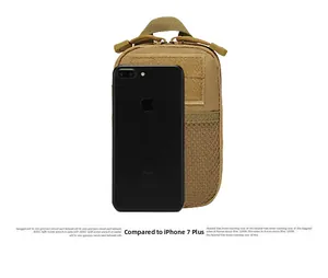 Tactical nylon waist pouch size comparison with iPhone 7 Plus smartphone
